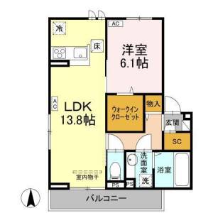 高知市札場 賃貸新築アパート 1LDK 102の間取り画像