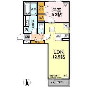 高知市北川添 賃貸アパート 1LDK 301の間取り画像