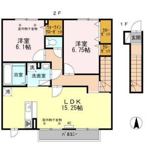 高知市海老ノ丸 賃貸アパート 8.9万円 202の間取り画像