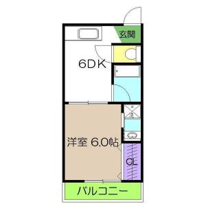 高知市南御座 賃貸アパート 1DK 411の間取り画像