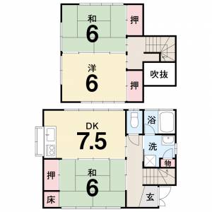 高知市福井町 一戸建 の間取り画像