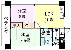 第7ゴトービル 308号の間取り画像