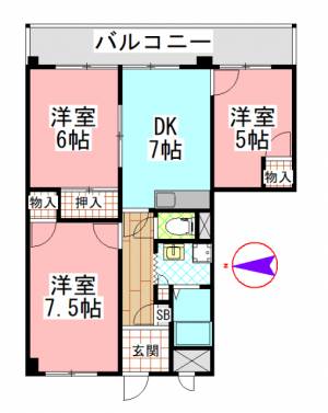  ペアータウン姫原 503号の間取り画像