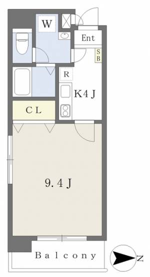 愛媛県松山市平和通２丁目6-24 1K マンション の間取り画像