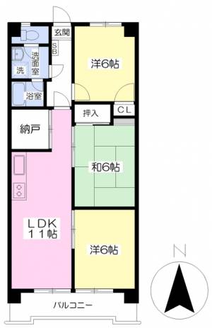 グリーンハイツ朝日ケ丘 502の間取り画像