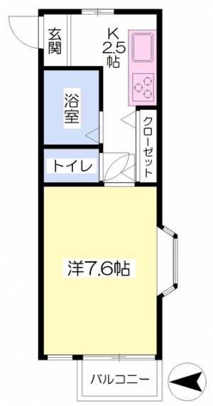 愛媛県松山市平和通５丁目2-10 1K マンション の間取り画像