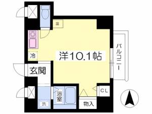 愛媛県松山市木屋町２丁目3-3 ワンルーム マンション の間取り画像