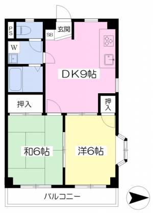 愛媛県松山市古三津１丁目 2DK マンション の間取り画像