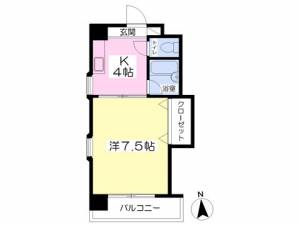 愛媛県松山市松前町４丁目3-10 1K マンション の間取り画像