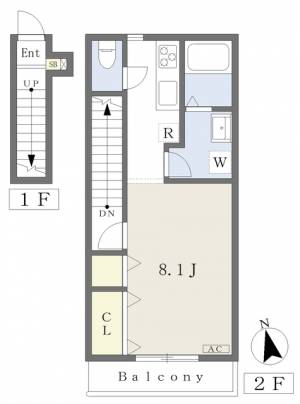 ＥＡＲＬ’Ｓ　ＣＯＵＲＴ北条 207の間取り画像