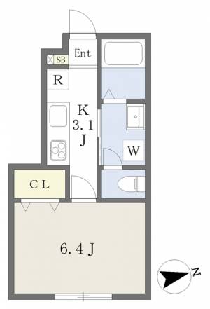 ＥＡＲＬ’Ｓ　ＣＯＵＲＴ北条Ⅲ　Ａ 102の間取り画像