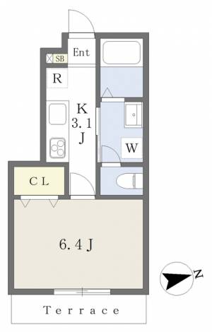 ＥＡＲＬ’Ｓ　ＣＯＵＲＴ北条Ⅲ　Ａ 105の間取り画像