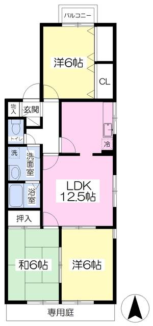 グランドハウス田村 101の間取り画像