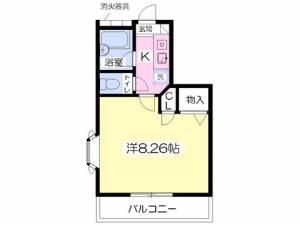 愛媛県松山市松前町５丁目6-10 1K アパート の間取り画像