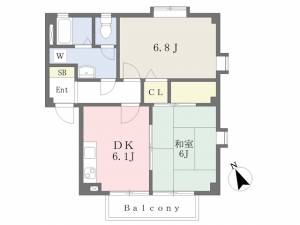 フォブールタウン竹原Ｃ棟 202の間取り画像