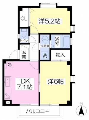 フォブールタウン竹原Ｄ棟 201の間取り画像