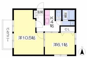 ツインハイツ土居田 402の間取り画像