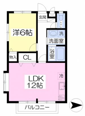 愛媛県松山市北吉田町 1LDK マンション の間取り画像