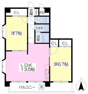 ファミーユ東石井 106の間取り画像