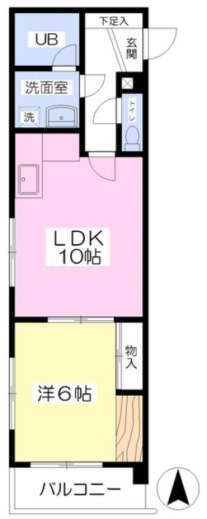 愛媛県松山市西石井１丁目7-23 1LDK マンション の間取り画像