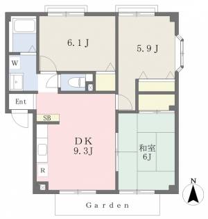 愛媛県松山市余戸南５丁目5-22 3DK アパート の間取り画像