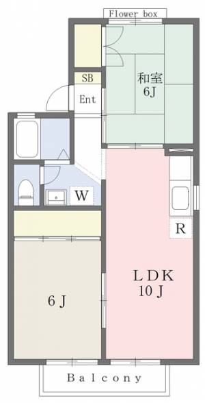 愛媛県松山市東石井３丁目 2LDK アパート の間取り画像