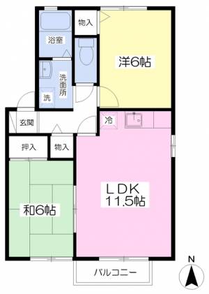 セジュール西余戸Ｂ棟 201の間取り画像