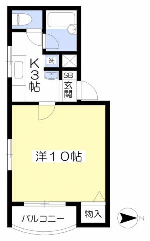 愛媛県松山市泉町 1K マンション の間取り画像