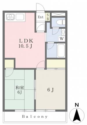 愛媛県松山市河原町 2LDK マンション の間取り画像