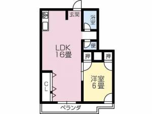 愛媛県松山市歩行町１丁目 1LDK マンション の間取り画像