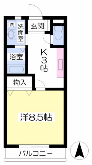 愛媛県松山市桑原４丁目12-45 1K マンション の間取り画像