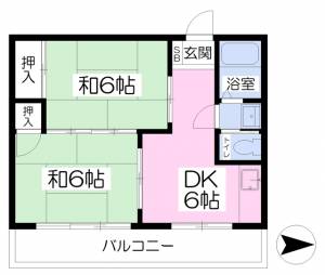 愛媛県松山市一番町１丁目6-4 2DK マンション の間取り画像