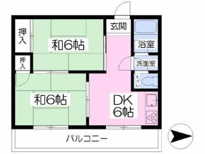 愛媛県松山市一番町１丁目6-4 2DK マンション の間取り画像