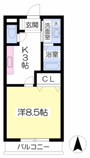 コスモス弐番館 303の間取り画像