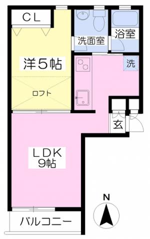 愛媛県松山市持田町４丁目 1LDK マンション の間取り画像