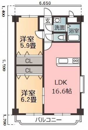 ユーミー久万ノ台C棟 302の間取り画像