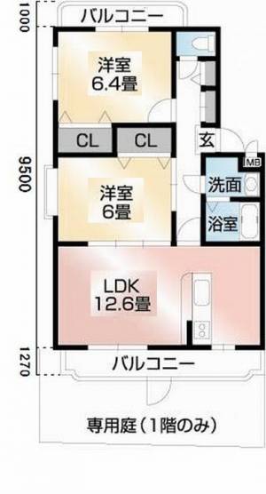  クレセント市坪 101の間取り画像