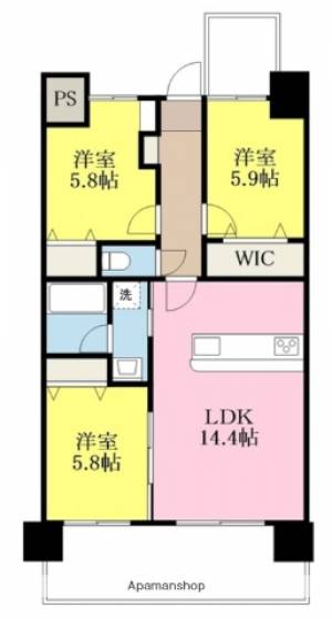 永田祝谷ビル 1301の間取り画像