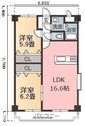 ユーミー久万ノ台　Ｃ棟 302の間取り画像