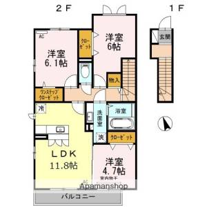 グレイス　ソシアＭ　Ｂ棟 B202の間取り画像