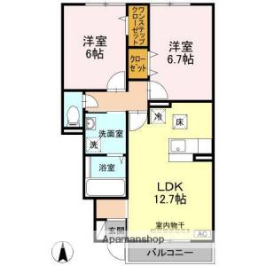 リヴェール長戸　Ａ棟 A102の間取り画像