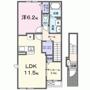 ボヌール　Ｋ　中西内 201の間取り画像