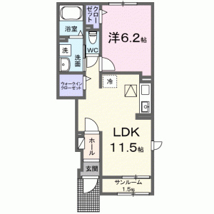 ボヌール　Ｋ　中西内 105の間取り画像