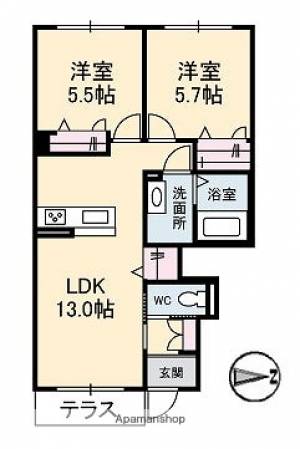 グリナージュ畑寺 102の間取り画像