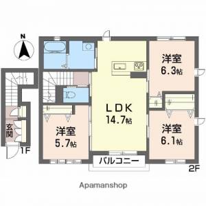 プロヌーブ南吉田　Ａ棟 201の間取り画像