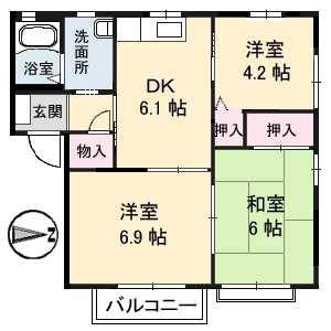 シャトレ庄内A棟 203の間取り画像