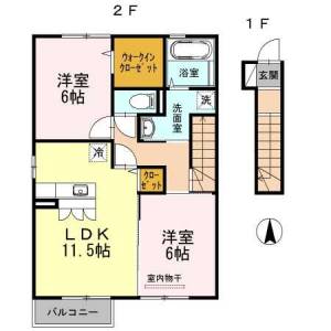 セゾン・ヴェールⅢ 203の間取り画像