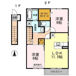 メルベーユ・ウィットB棟 201の間取り画像