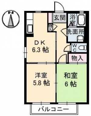 シャーメゾン加藤C棟 208の間取り画像