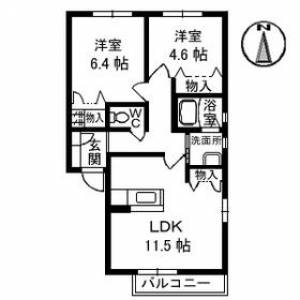 シャーメゾンあじさい 202の間取り画像